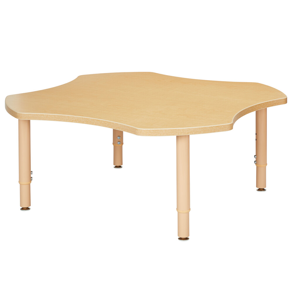 Jonti-Craft Baltic Birch 6266JCP251 Purpose+ 48" x 48" x 14" Four Leaf Laminate Adjustable Height Table