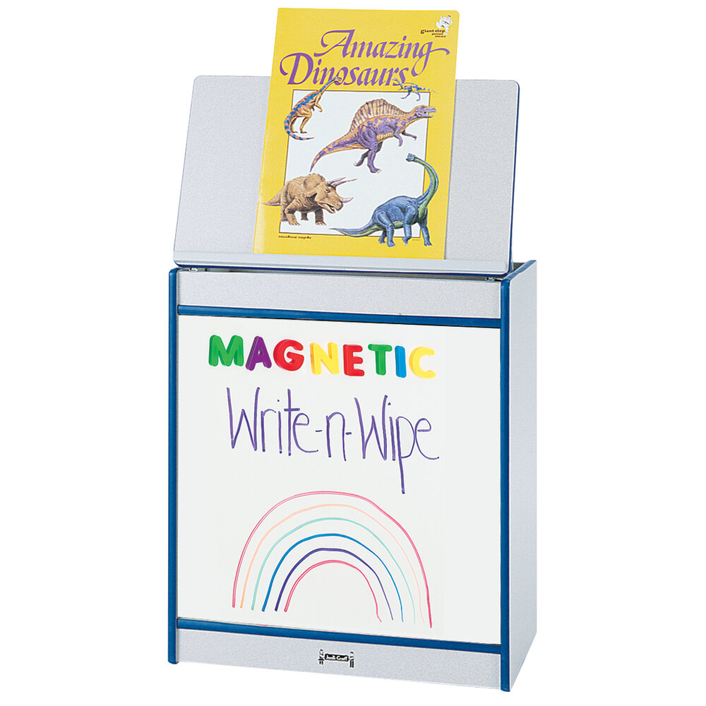Rainbow Accents 0543JCMG003 24 1/2" x 15" x 30" Blue TRUEdge Freckled-Gray Big Book Easel with Magnetic Write-n-Wipe Board