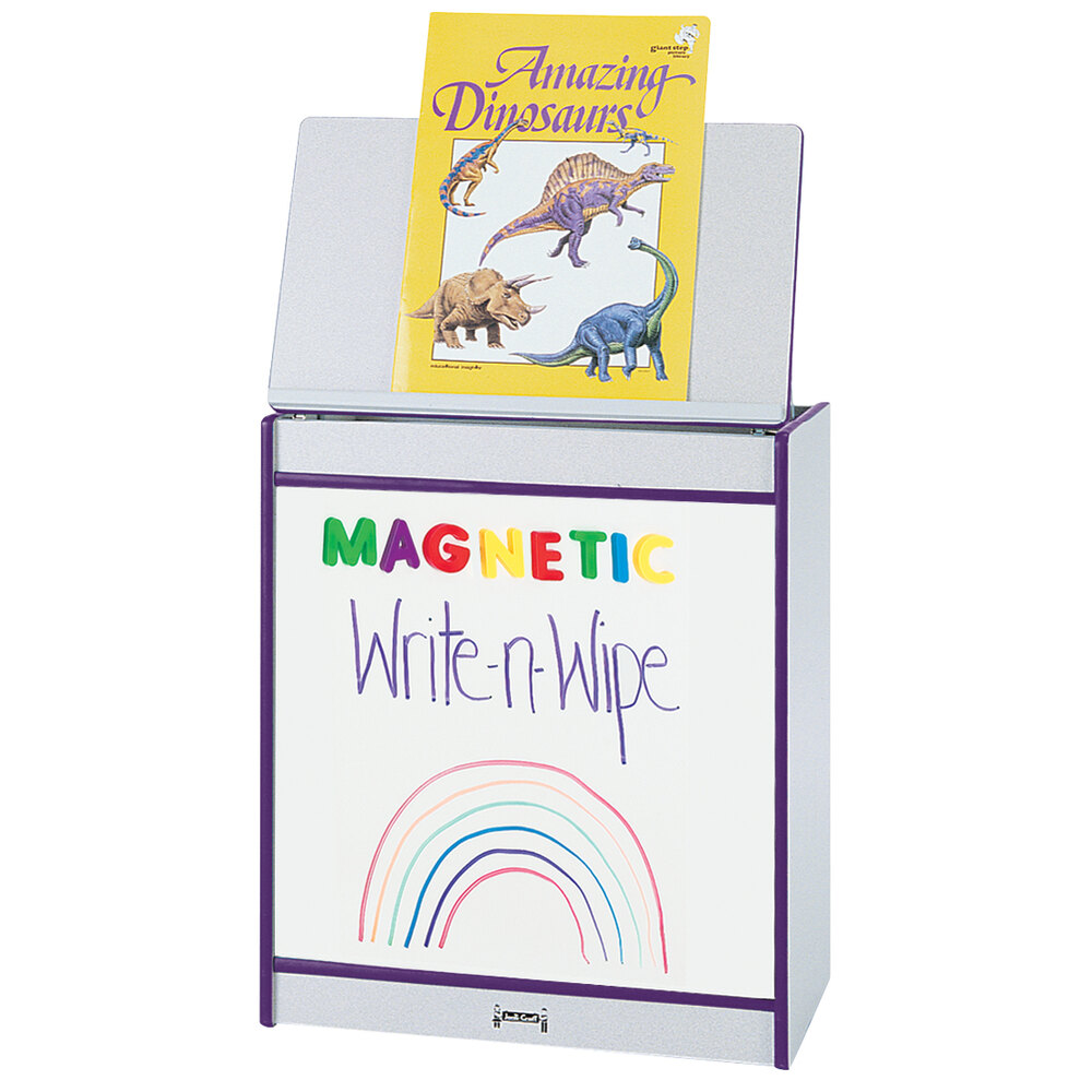 Rainbow Accents 0543JCMG004 24 1/2" x 15" x 30" Purple TRUEdge Freckled-Gray Big Book Easel with Magnetic Write-n-Wipe Board