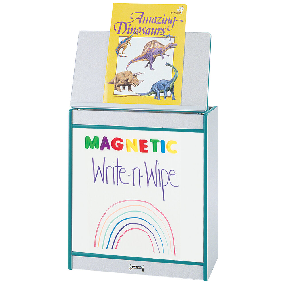 Rainbow Accents 0543JCMG005 24 1/2" x 15" x 30" Teal TRUEdge Freckled-Gray Big Book Easel with Magnetic Write-n-Wipe Board