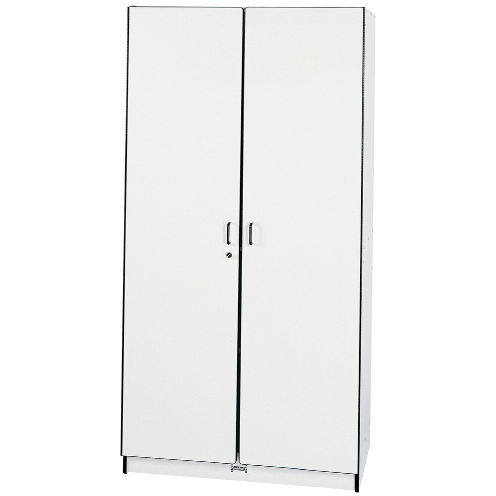 Rainbow Accents 5950JC180 36" x 24" x 72" Locking 4-Section Black TRUEdge Freckled-Gray Laminate Storage Closet