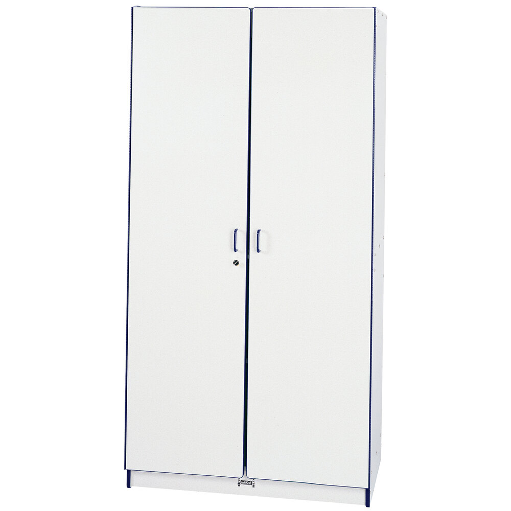 Rainbow Accents 5950JC003 36" x 24" x 72" Locking 4-Section Blue TRUEdge Freckled-Gray Laminate Storage Closet
