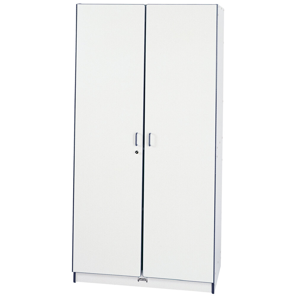 Rainbow Accents 5950JC112 36" x 24" x 72" Locking 4-Section Navy TRUEdge Freckled-Gray Laminate Storage Closet