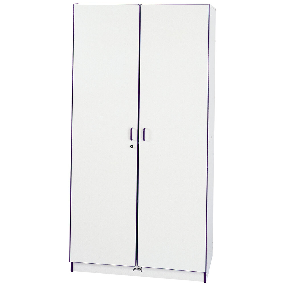 Rainbow Accents 5950JC004 36" x 24" x 72" Locking 4-Section Purple TRUEdge Freckled-Gray Laminate Storage Closet