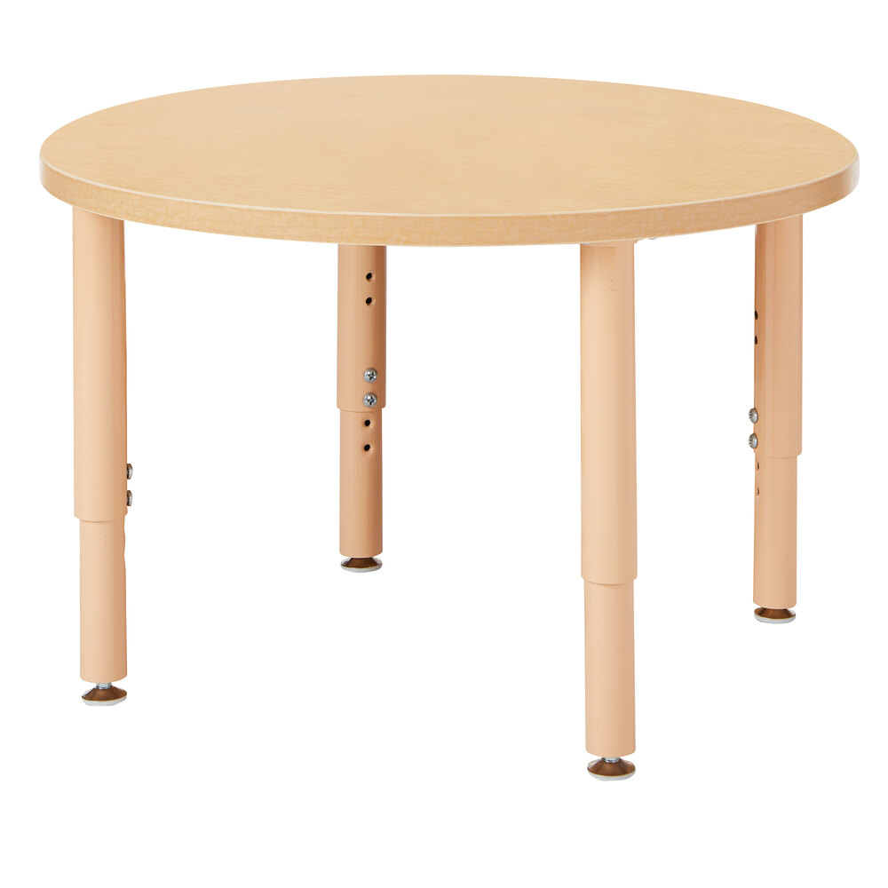 Jonti-Craft Baltic Birch 6262JCP251 Purpose+ 36" x 14" Round Laminate Adjustable Height Table