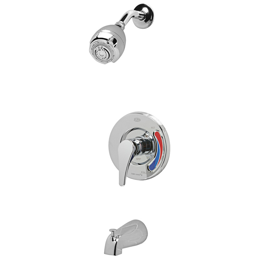 Zurn Elkay Z7302-SS-MT Temp-Gard Chrome Plated Shower Head, Tub Spout, and Valve - 2.5 GPM