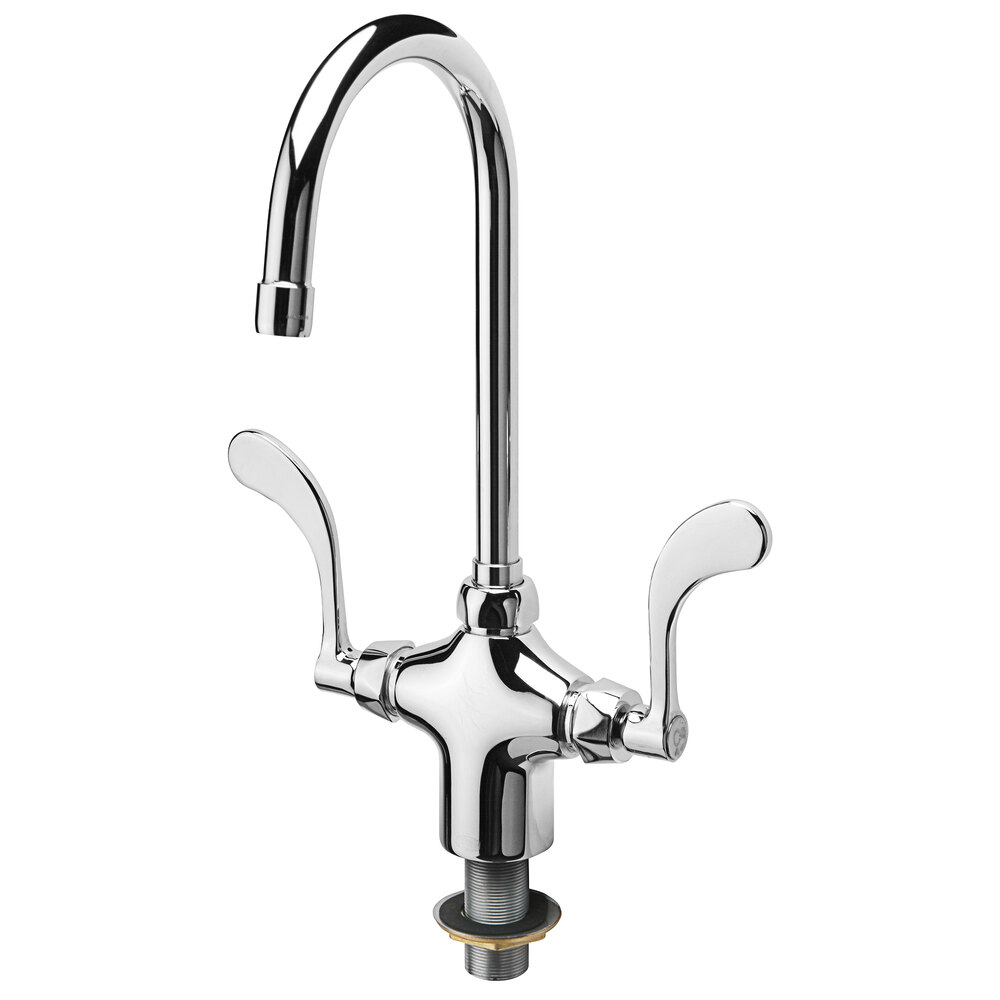 Zurn Elkay Z826B4-XL AquaSpec Deck Mount Laboratory Faucet with 5 3/8" Gooseneck Spout (2.2 GPM), Ceramic Cartridge, and Wrist Handles