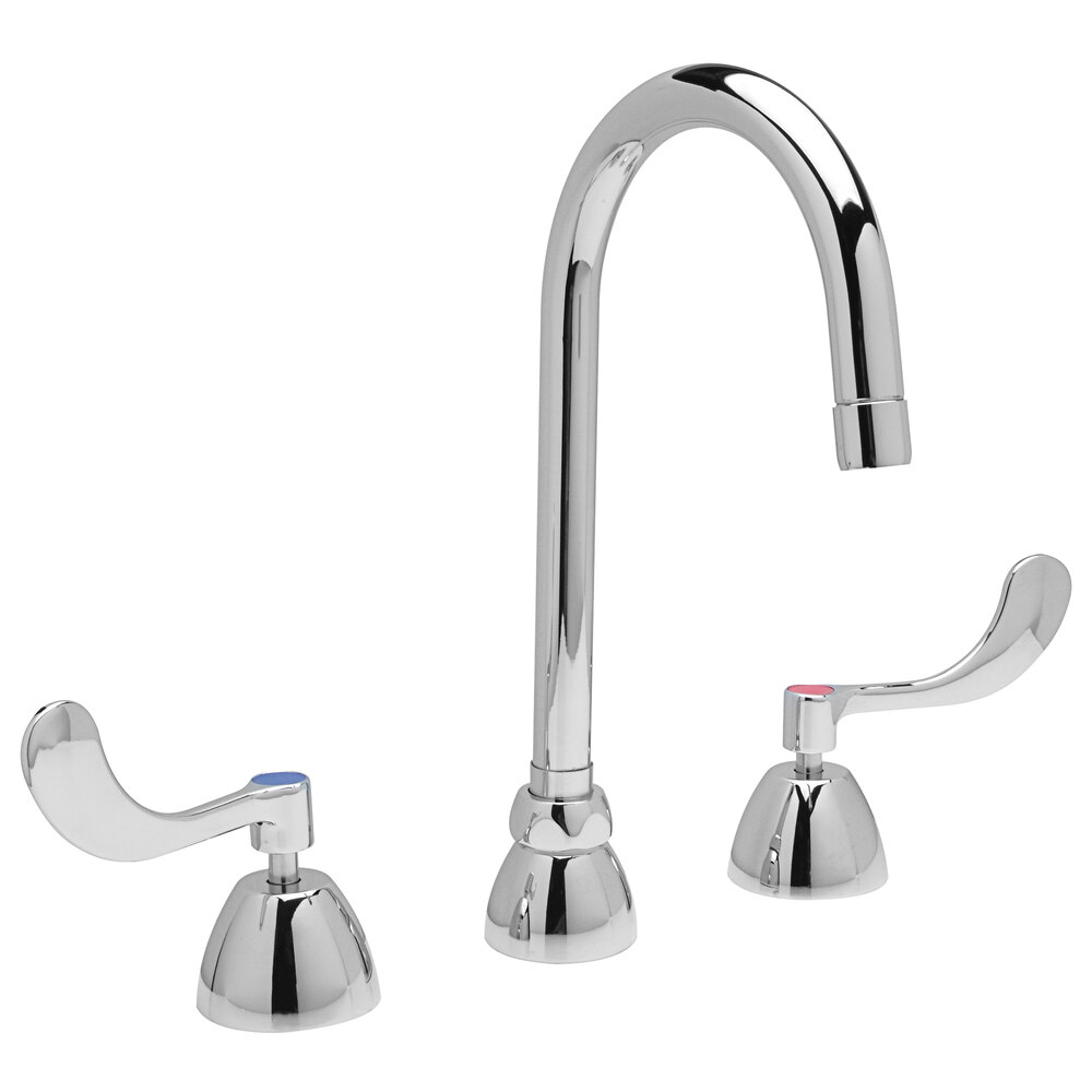 Zurn Elkay Z831B4-XL AquaSpec Deck Mount Faucet with Widespread Base, 5 3/8" Gooseneck Spout (2.2 GPM), Ceramic Cartridge, and Wrist Handles