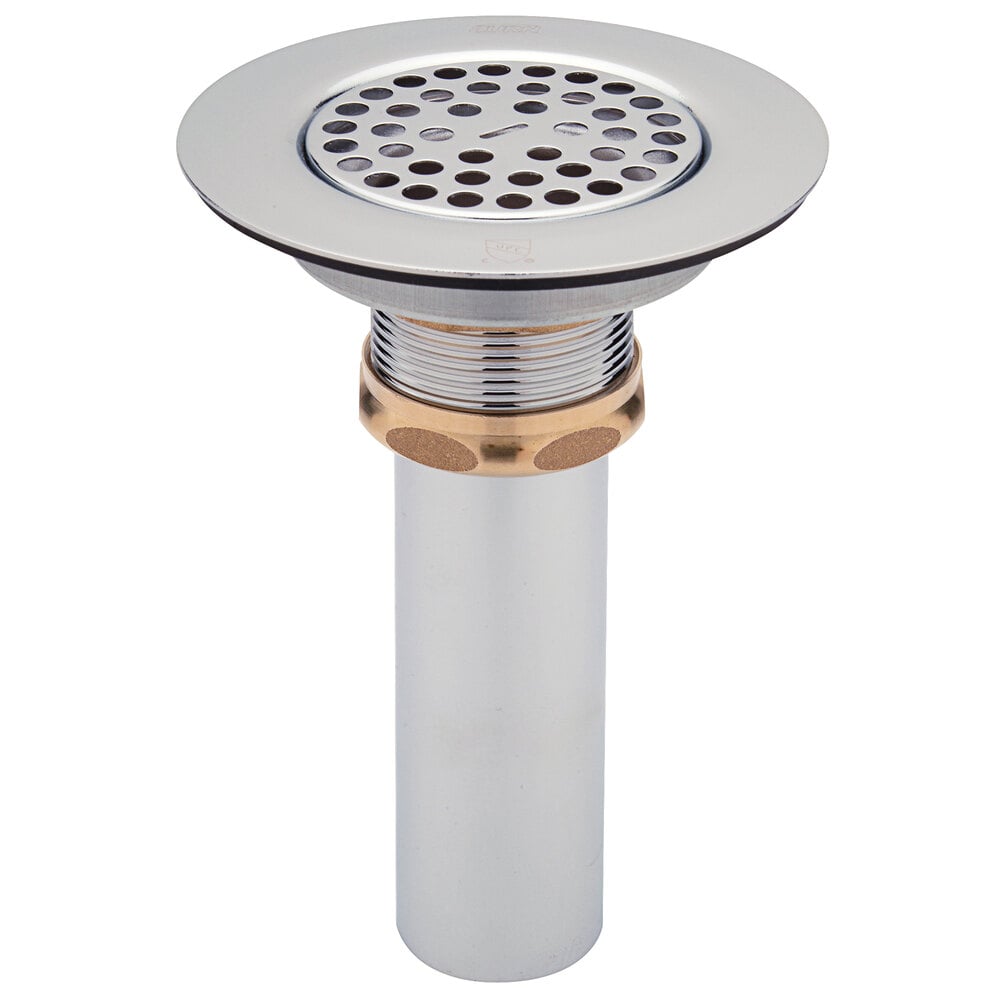 Zurn Elkay Z8739-PC 3" Sink Drain with Flat Top Strainer, Brass Locknut, and 4" Tailpiece
