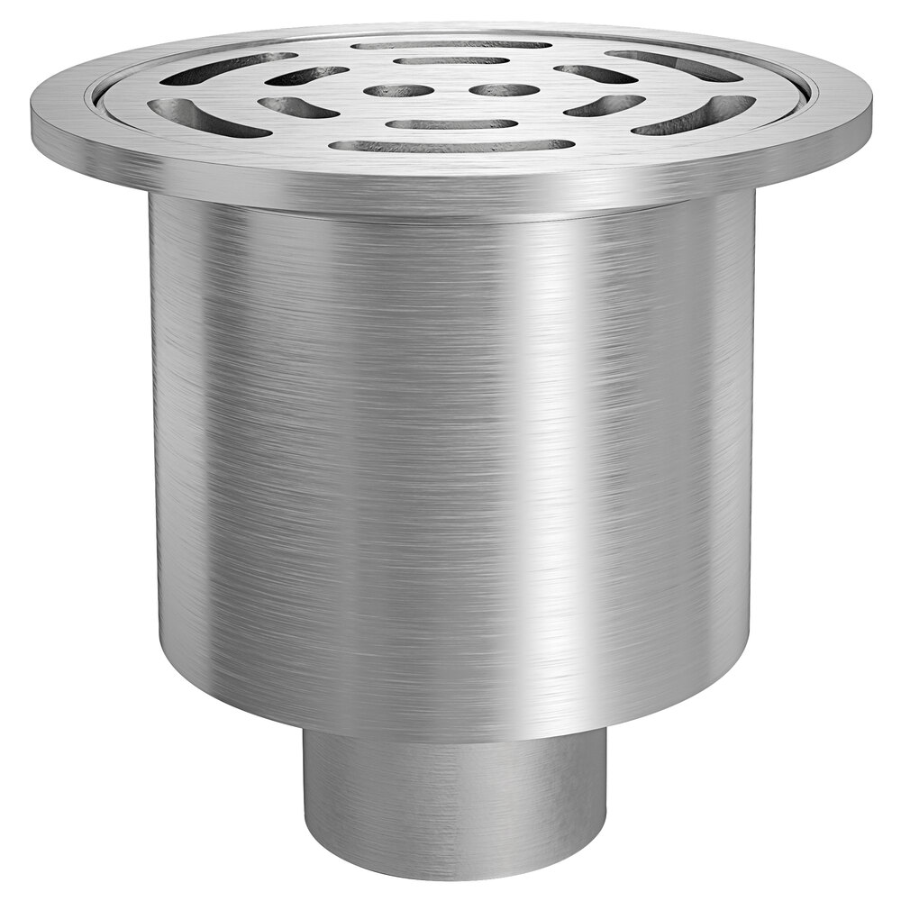 Zurn Elkay Z1830-3NH-12B-USA 12" Round Type 304 Stainless Steel Industrial Sanitary Floor Drain with Deep Body, Heavy-Duty Slotted Grate, and 3" No-Hub Outlet