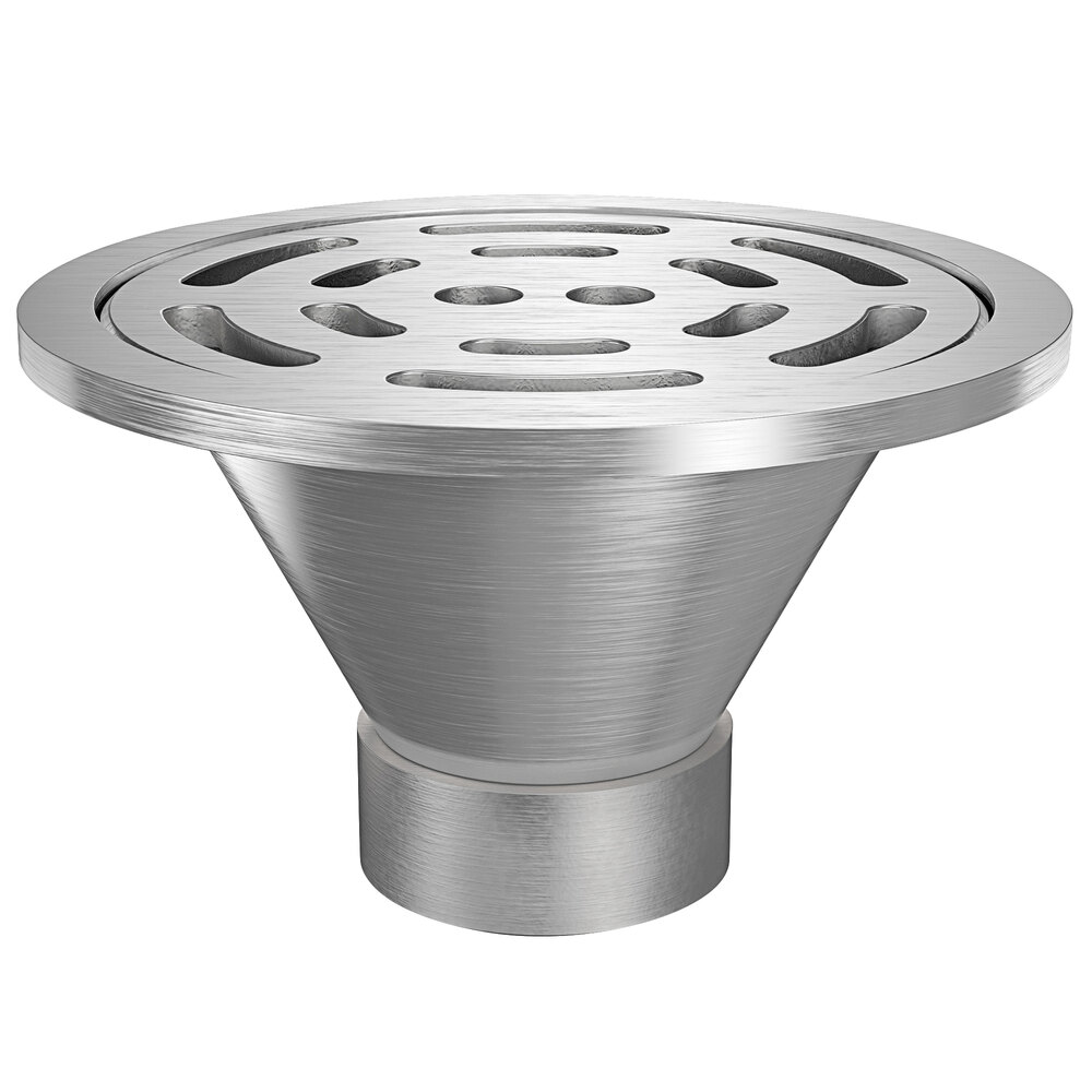 Zurn Elkay Z1800-4NH-12B-USA 12" Round Type 304 Stainless Steel Industrial Sanitary Floor Drain with Heavy-Duty Slotted Grate and 4" No-Hub Outlet