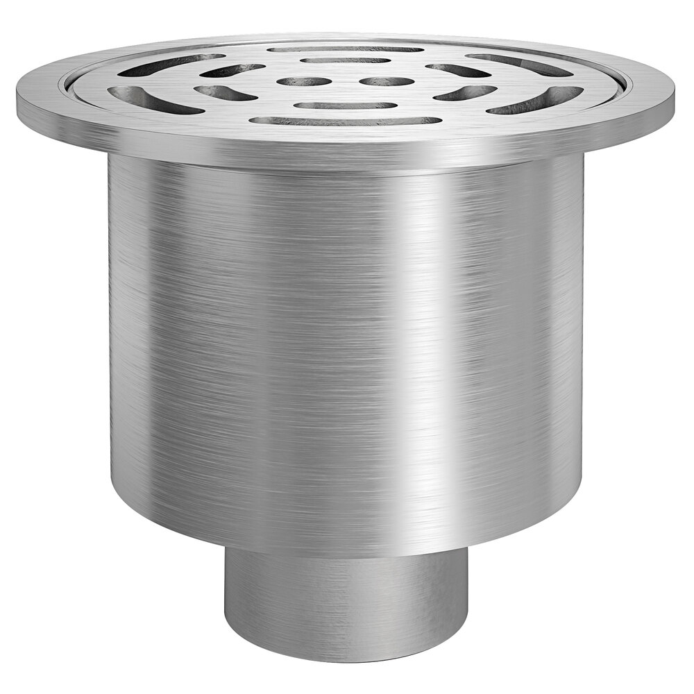 Zurn Elkay Z1830-6NH-12B-USA 12" Round Type 304 Stainless Steel Industrial Sanitary Floor Drain with Deep Body, Heavy-Duty Slotted Grate, and 6" No-Hub Outlet