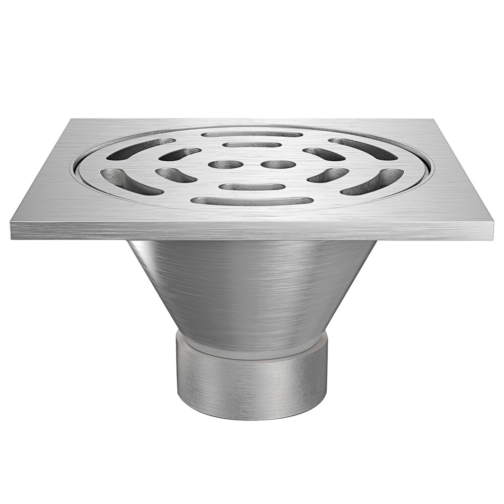 Zurn Elkay Z1800-4NH-12S-USA 12" Square Type 304 Stainless Steel Industrial Sanitary Floor Drain with Heavy-Duty Slotted Grate and 4" No-Hub Outlet