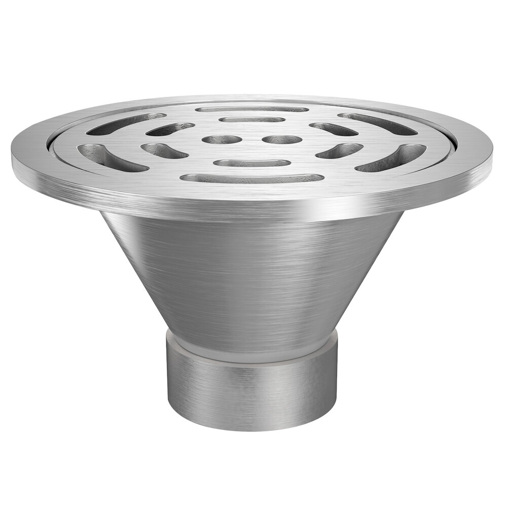 Zurn Elkay Z1800-6NH-12B-USA 12" Round Type 304 Stainless Steel Industrial Sanitary Floor Drain with Heavy-Duty Slotted Grate and 6" No-Hub Outlet