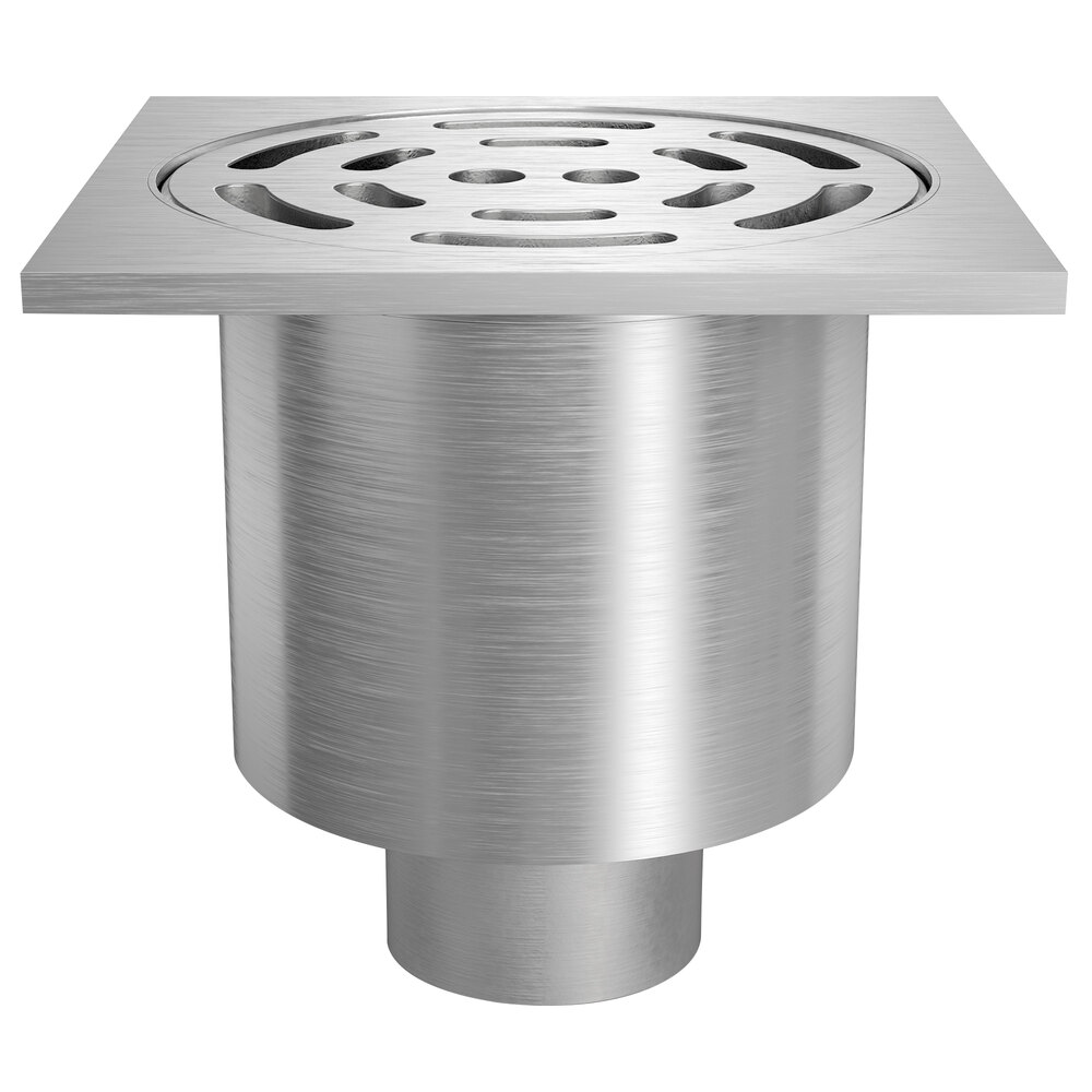 Zurn Elkay Z1830-3NH-12S-USA 12" Square Type 304 Stainless Steel Industrial Sanitary Floor Drain with Deep Body, Heavy-Duty Slotted Grate, and 3" No-Hub Outlet