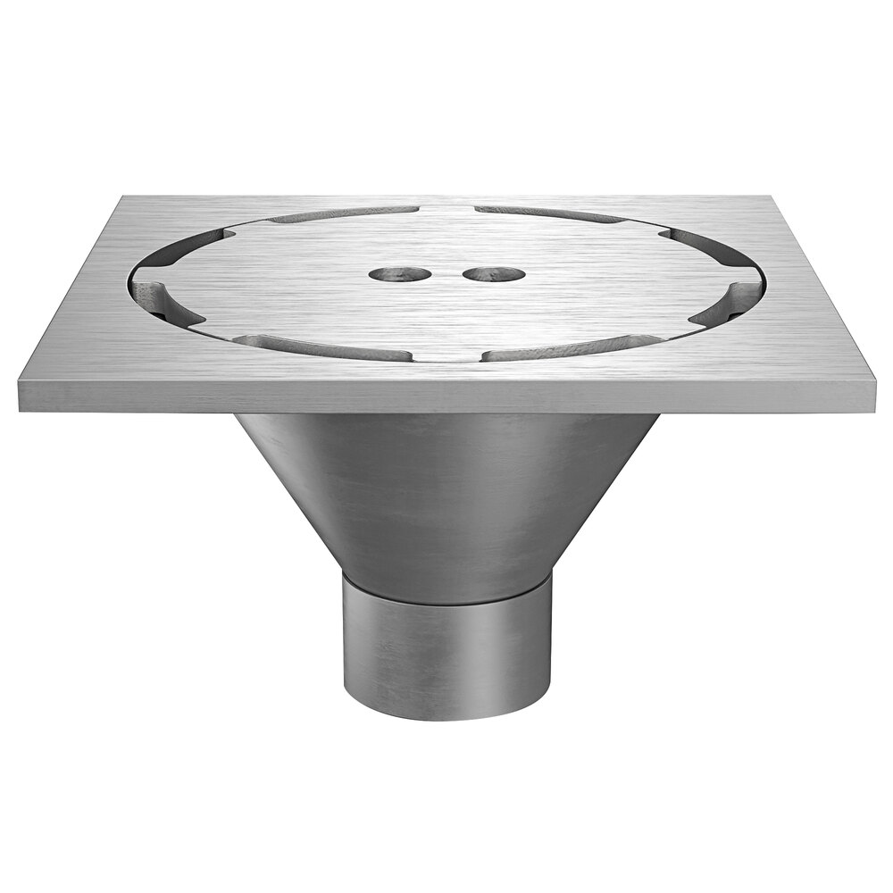 Zurn Elkay Z1800-4NH-12S-H5-USA 12" Square Type 304 Stainless Steel Industrial Sanitary Floor Drain with Heavy-Duty Perimeter Grate and 4" No-Hub Outlet