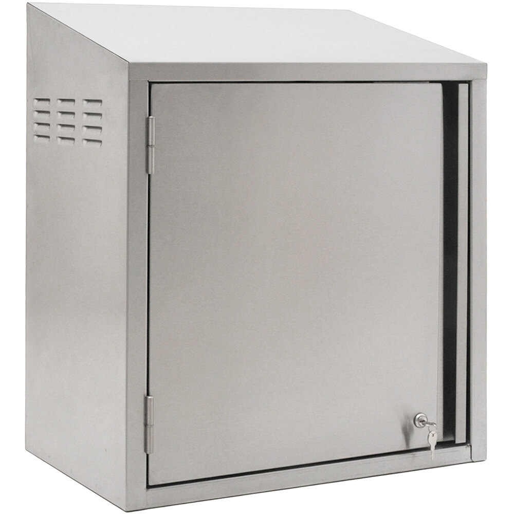 Eagle Group WCH4-24C-LL 24" Type 430 Stainless Steel Chemical Storage Wall Cabinet with Key Lock - Left Hinged