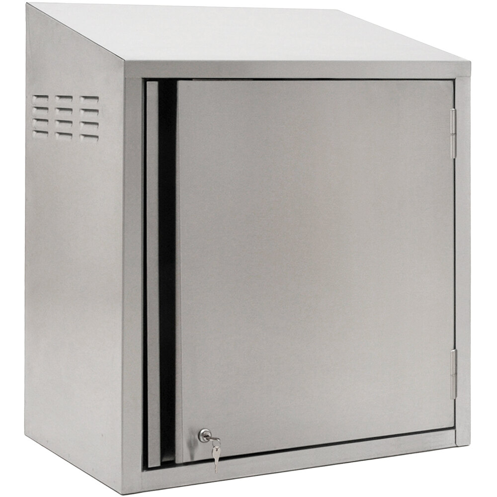 Eagle Group WCH4-24C-RL 24" Type 430 Stainless Steel Chemical Storage Wall Cabinet with Key Lock - Right Hinged