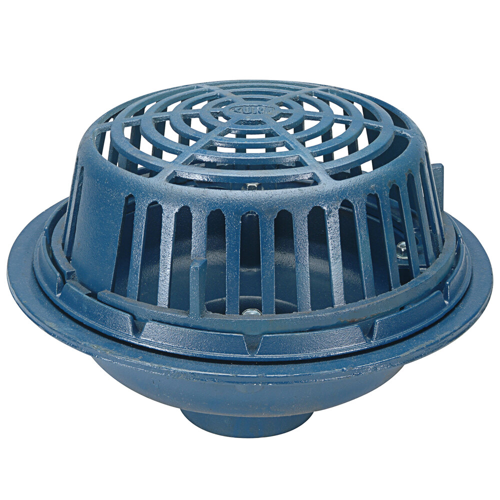 Zurn Elkay Z100-6NH 15" Cast Iron Roof Drain with Low Silhouette Poly Dome and 6" No-Hub Outlet