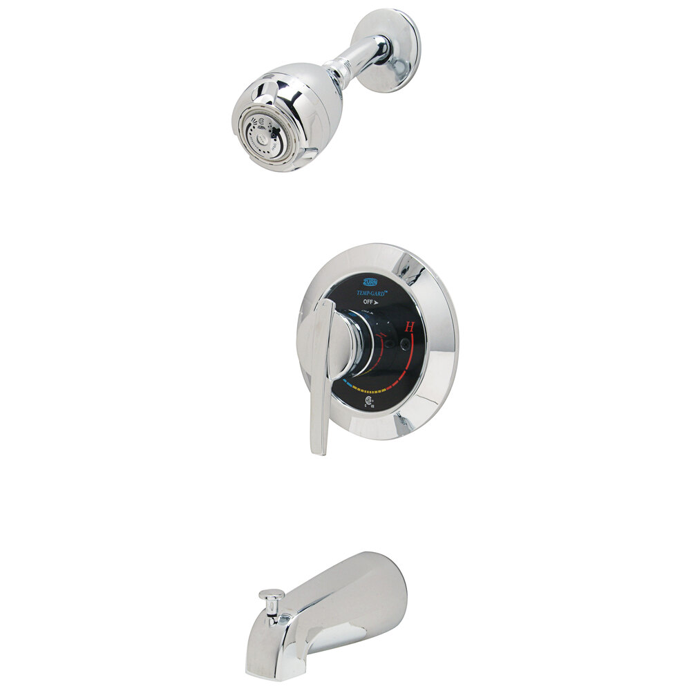 Zurn Elkay Z7201-SS-LH Temp-Gard Chrome Plated Shower Head, Tub Spout, and Valve - 2.5 GPM