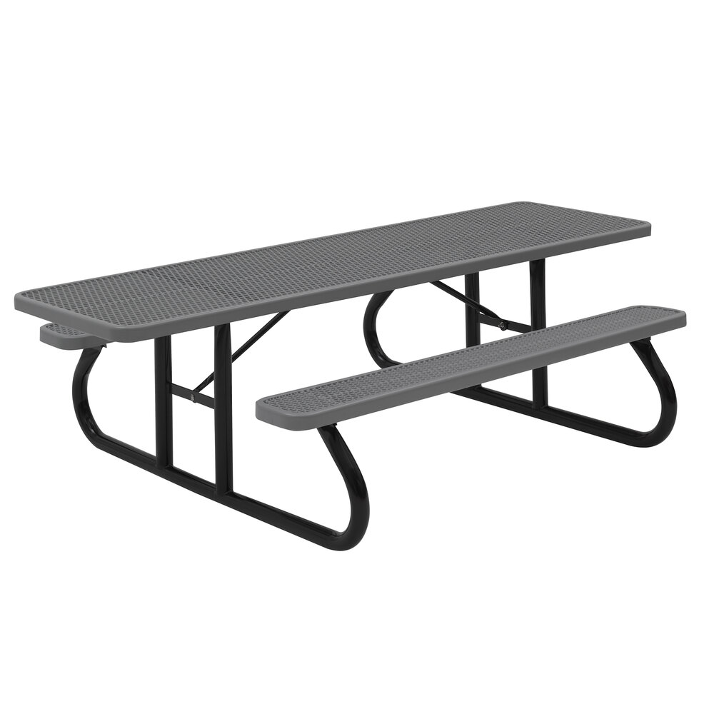 Wabash Valley SG115D Signature Series 96 3/8" x 30 3/8" ADA Accessible Diamond Pattern Portable Plastisol Coated Steel Mesh Outdoor Picnic Table