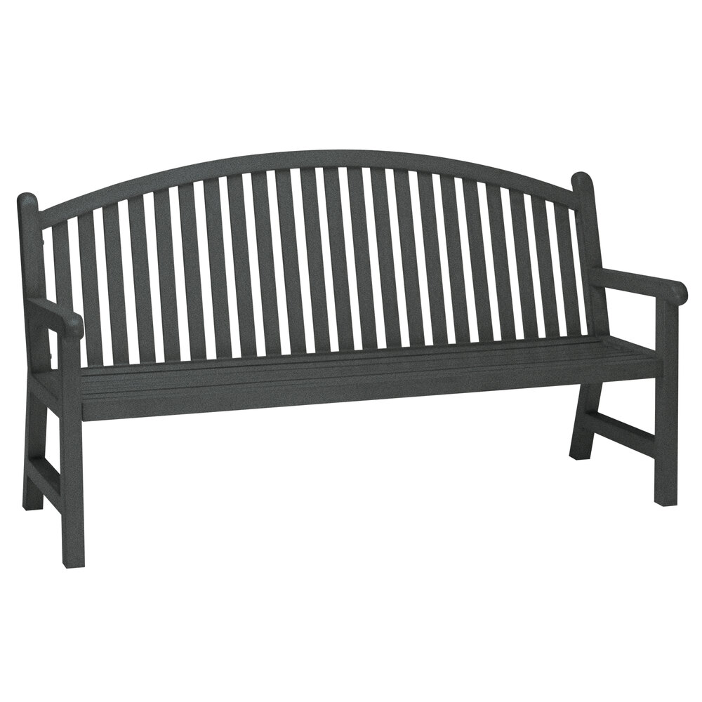 Wabash Valley YO1213C Yorktown 72" x 25 3/8" Vertical Slat Arch Back Portable / Surface-Mount Powder Coated Aluminum Outdoor Bench with Arms