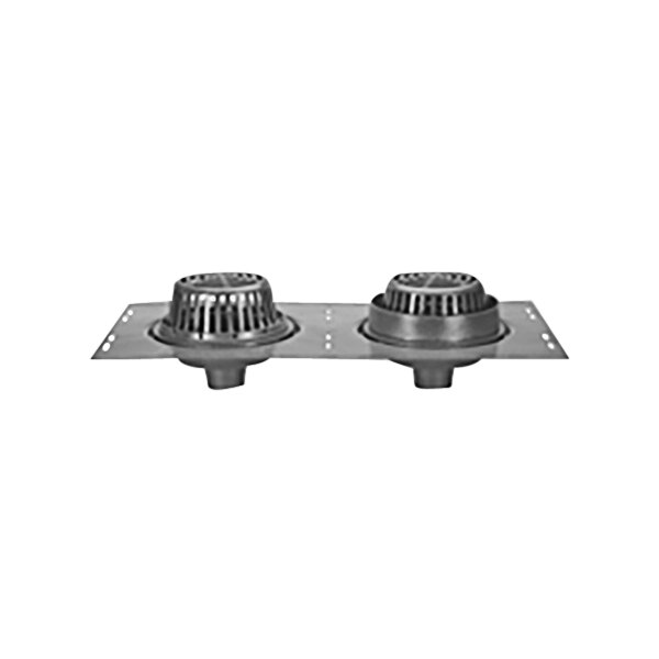 Zurn Elkay Z164-3NH 12" Cast Iron Combination Roof Drain and Overflow with Top-Set Deck Plate, Low Silhouette Cast Iron Dome, and 3" No-Hub Outlets