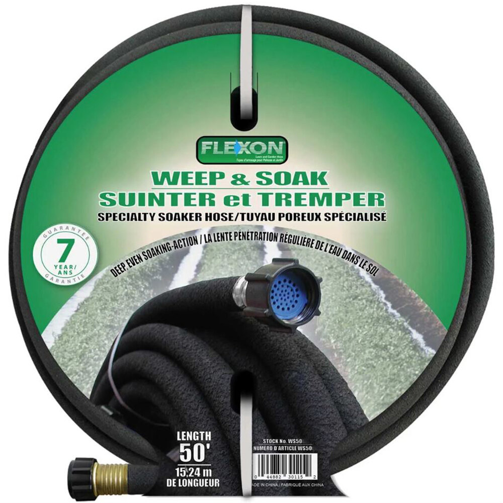 Flexon WS50 1/2" x 50' Black Weep & Soak Medium-Duty Garden Hose