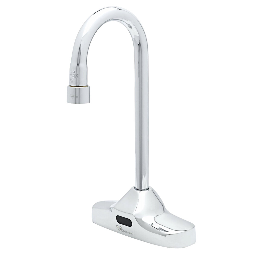 T&S EC-3107 Deck Mounted ChekPoint Sensor Faucet with 4 1/8" Rigid Gooseneck Spout and 2.2 GPM Aerator