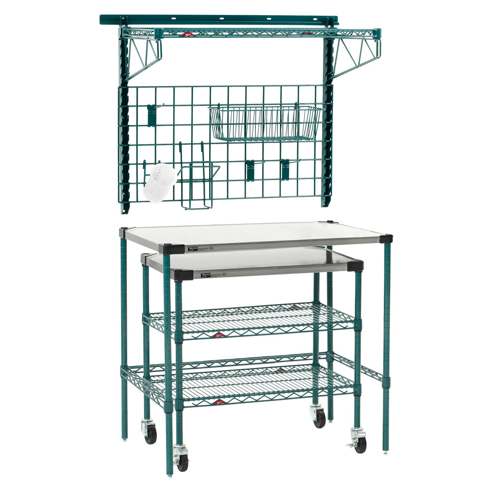 Metro SMSPM2436 40" Super Erecta Prep Station with SmartWall and Undercounter Cart