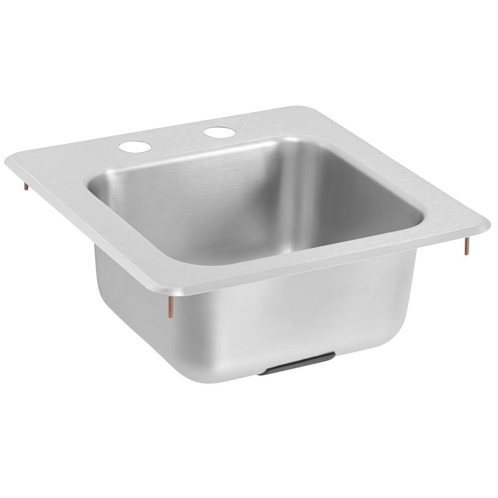 Vollrath 155-4 15" x 15" 1 Compartment 20-Gauge Stainless Steel Drop-In Bar Sink with 4" Centers for Deck Mounted Faucet - 6 3/16" Deep