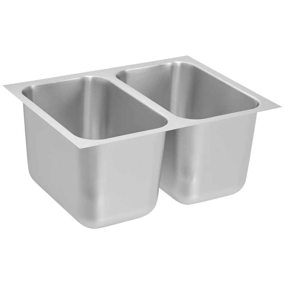 Vollrath 9102-1 21" x 16" 2 Compartment 20-Gauge Stainless Steel Weld-In / Undermount Sink with 3 1/2" Drain Hole - 9 1/4" Deep