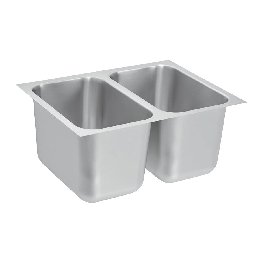 Vollrath 10102-1 23" x 16" 2 Compartment 20-Gauge Stainless Steel Weld-In / Undermount Sink - 9 1/4" Deep