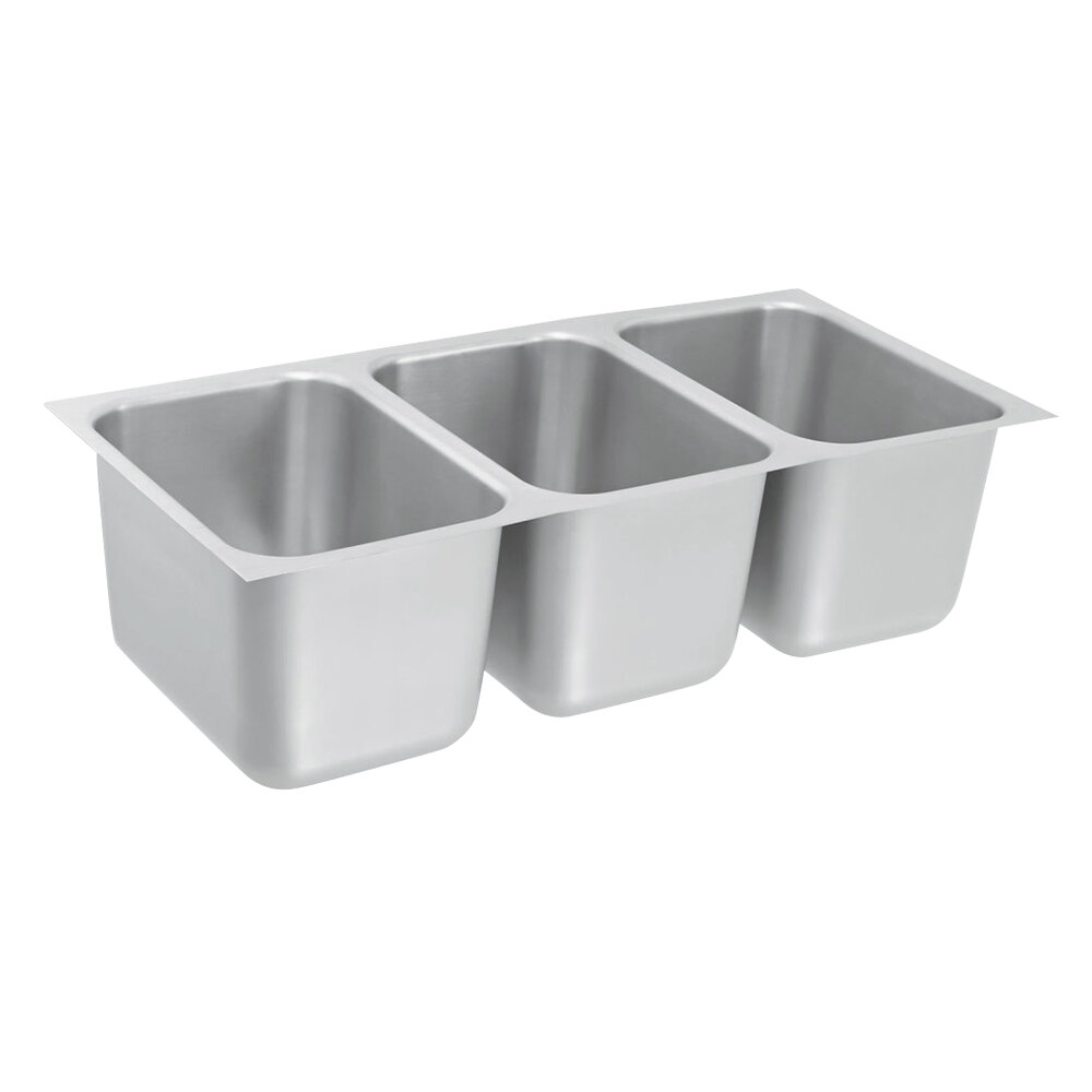 Vollrath 10103-1 34" x 16" 3 Compartment 20-Gauge Stainless Steel Weld-In / Undermount Sink - 9 1/4" Deep