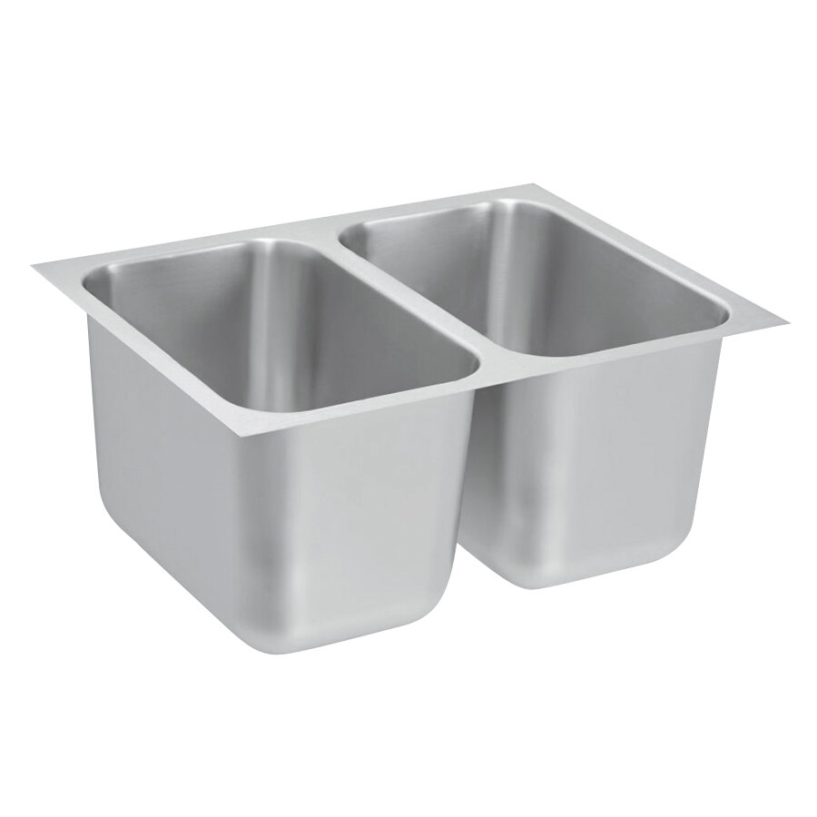 Vollrath 12102-1 27" x 16" 2 Compartment 20-Gauge Stainless Steel Weld-In / Undermount Sink - 9 1/4" Deep