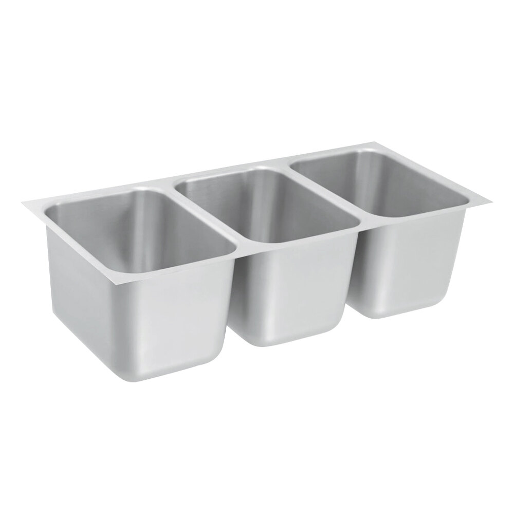 Vollrath 12103-1 40" x 16" 3 Compartment 20-Gauge Stainless Steel Weld-In / Undermount Sink - 9 1/4" Deep