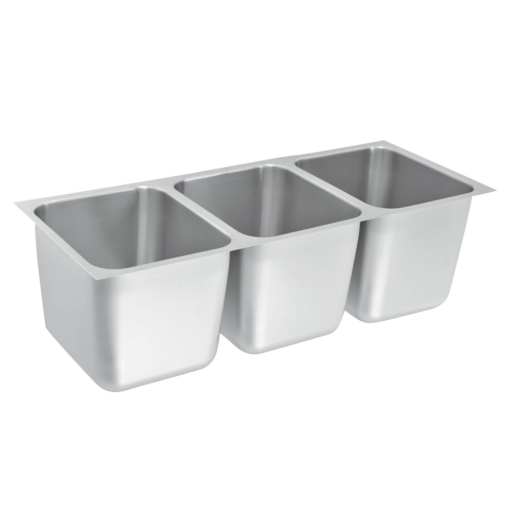 Vollrath 12123-1 40" x 16" 3 Compartment 18-Gauge Stainless Steel Weld-In / Undermount Sink - 12" Deep