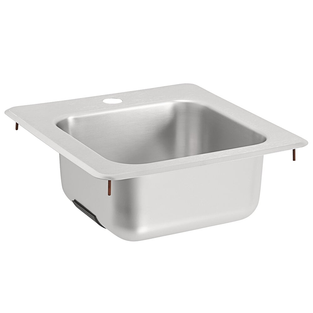 Vollrath 1551 15" x 15" 1 Compartment 20-Gauge Stainless Steel Drop-In Bar Sink for Hands-Free Faucet - 6 3/16" Deep