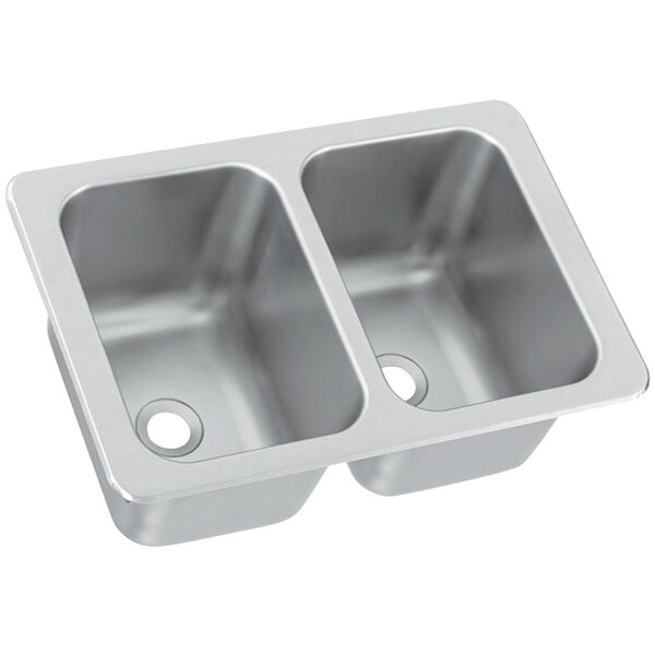 Vollrath 102-1-2 17" x 25" 2 Compartment 20-Gauge Stainless Steel Drop-In Sink - 10" Deep