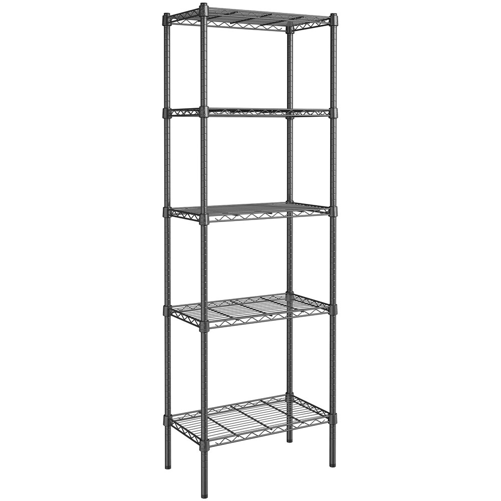 Steelton 14" x 24" NSF Black Epoxy 5-Shelf Kit with 72" Posts