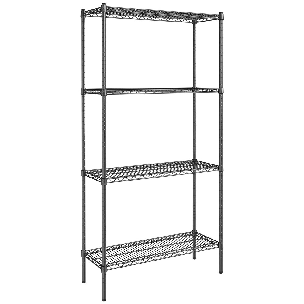 Steelton 14" x 36" NSF Black Epoxy 4-Shelf Kit with 72" Posts