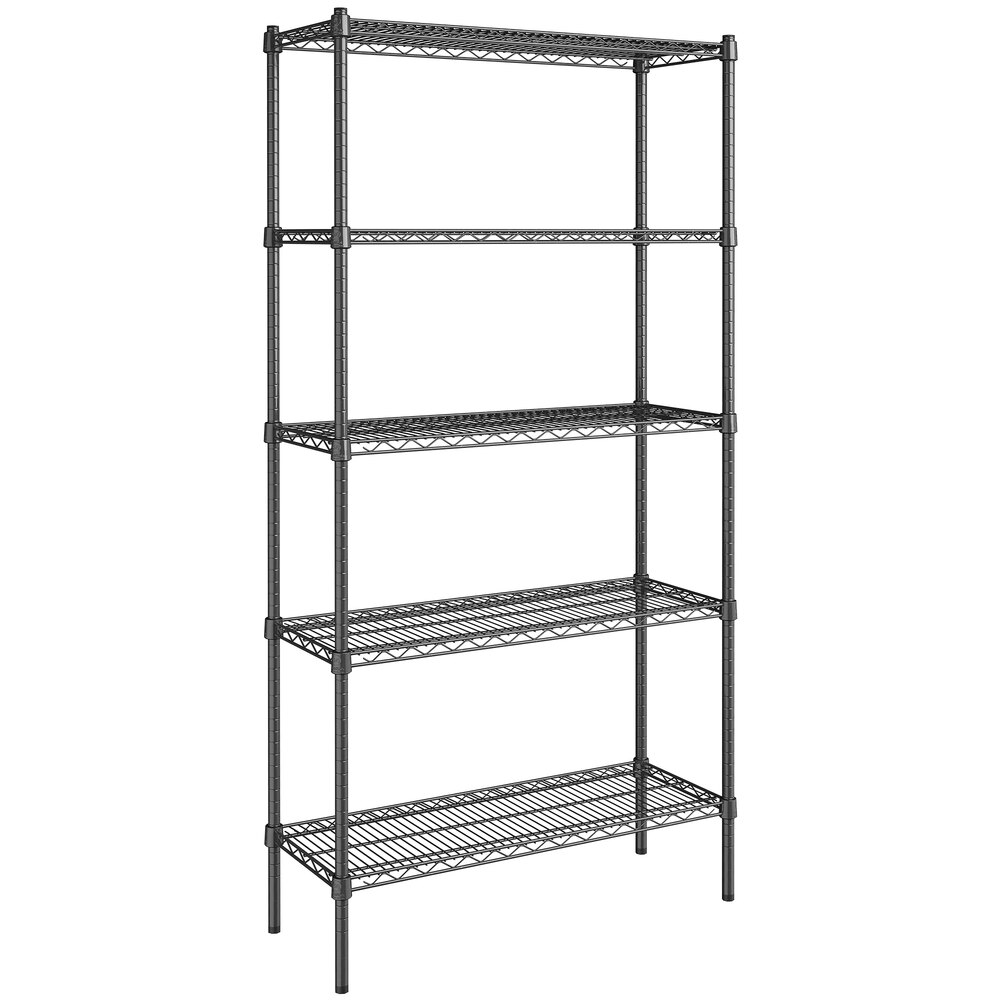 Steelton 14" x 36" NSF Black Epoxy 5-Shelf Kit with 72" Posts