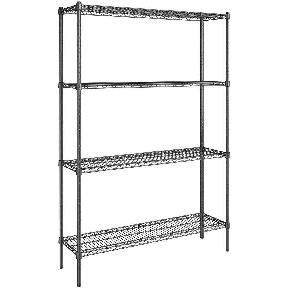 Steelton 14" x 48" NSF Black Epoxy 4-Shelf Kit with 72" Posts