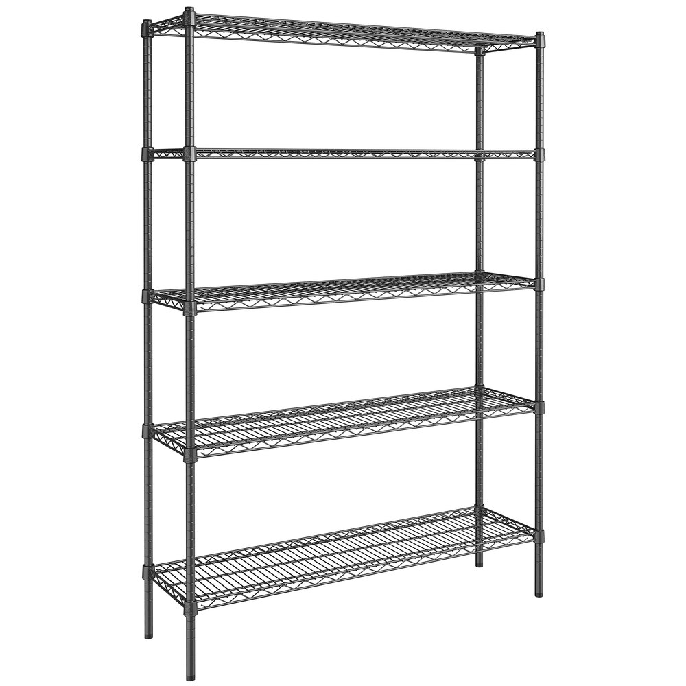 Steelton 14" x 48" NSF Black Epoxy 5-Shelf Kit with 72" Posts