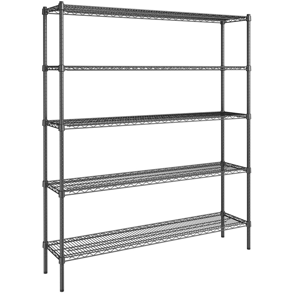 Steelton 14" x 60" NSF Black Epoxy 5-Shelf Kit with 72" Posts