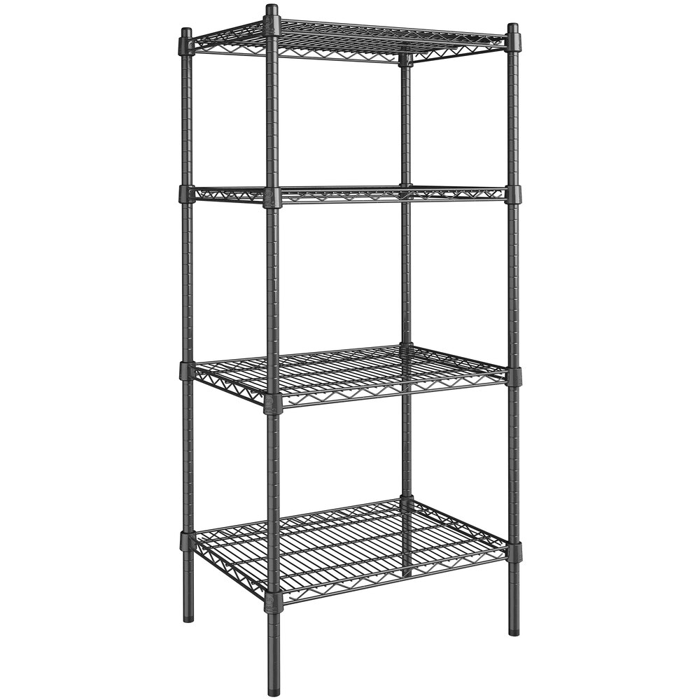 Steelton 18" x 24" NSF Black Epoxy 4-Shelf Kit with 54" Posts