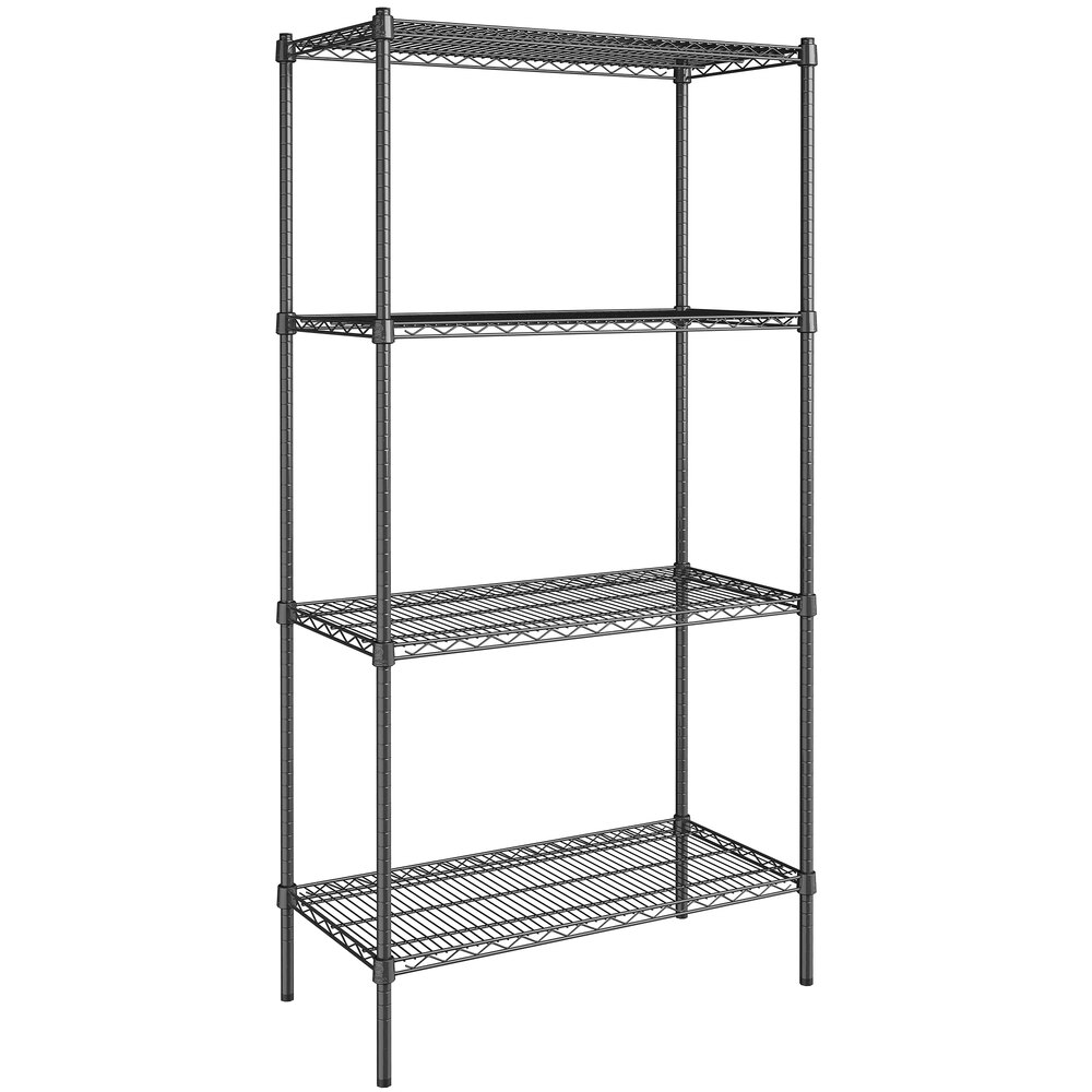 Steelton 18" x 36" NSF Black Epoxy 4-Shelf Kit with 72" Posts