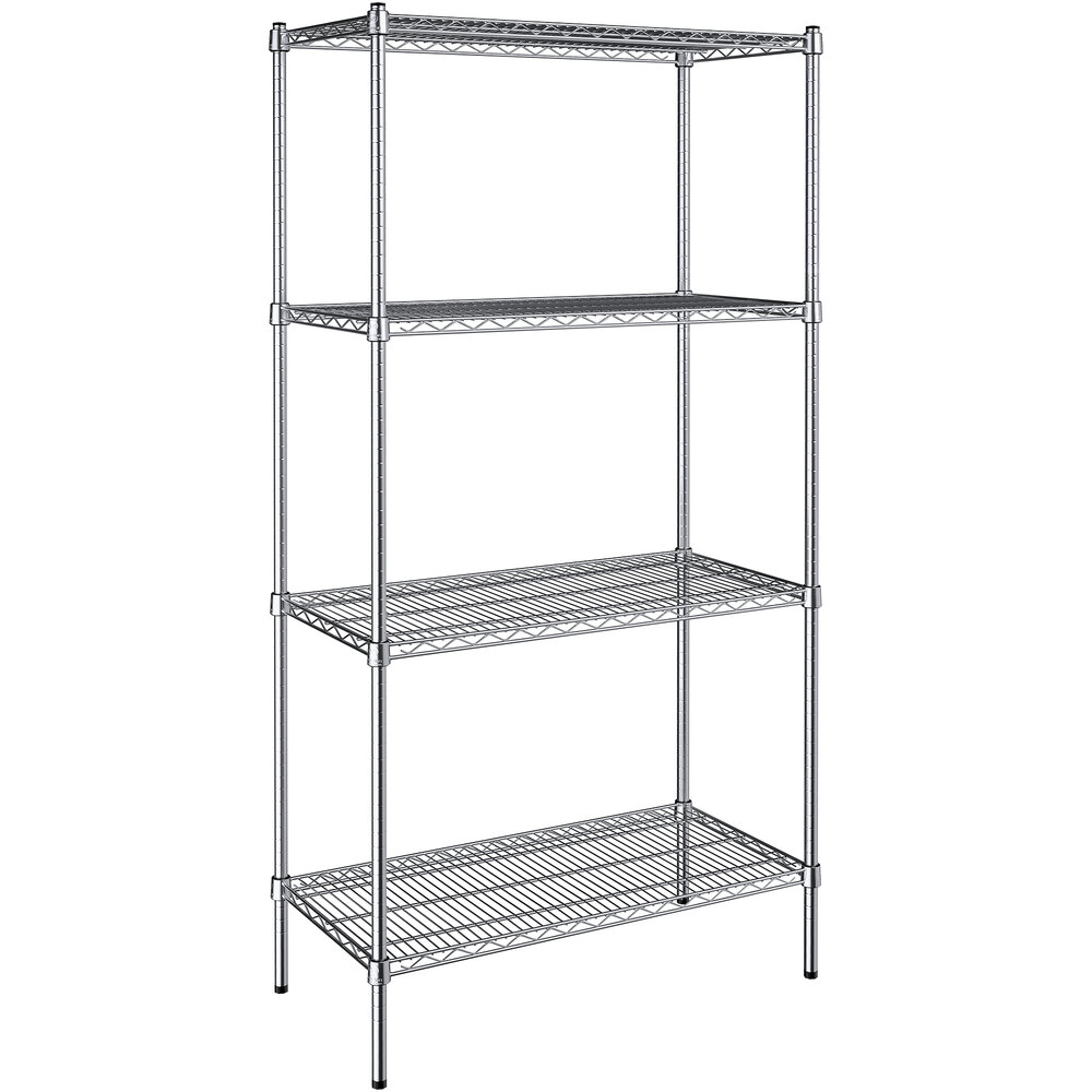 Steelton 18" x 36" NSF Chrome 4-Shelf Kit with 72" Posts