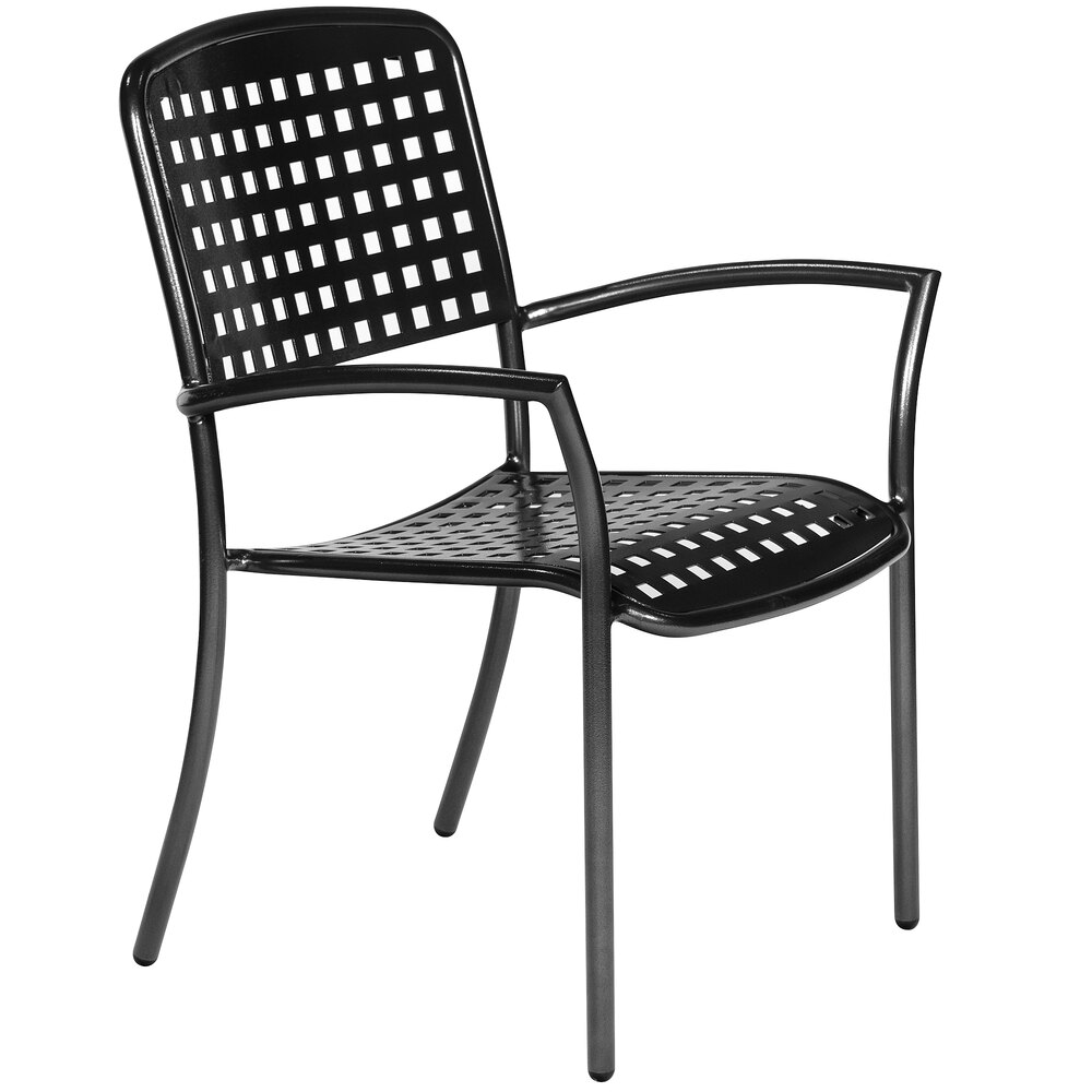 Wabash Valley HA911AP Hanna Powder-Coated Aluminum Arm Chair with Square Perforated Seat and Back