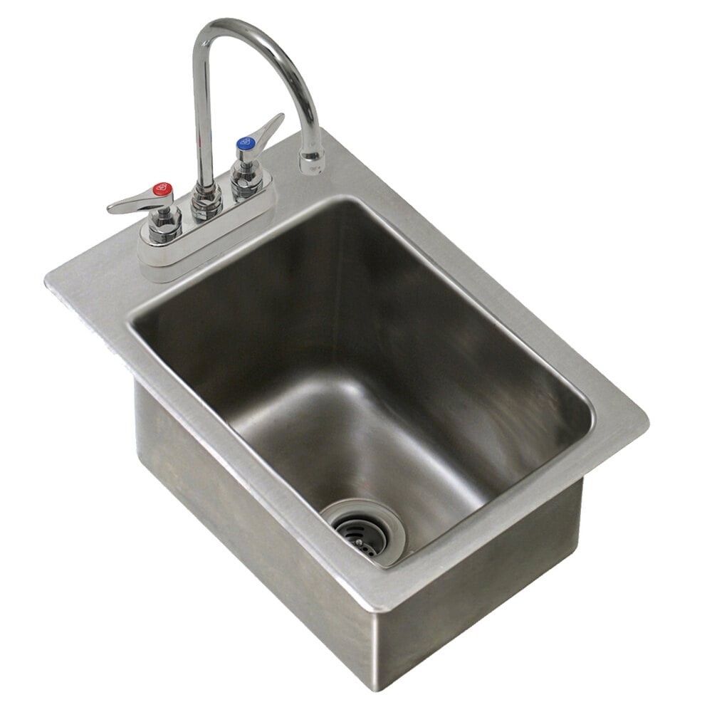 Eagle Group WSSDI12-15 Spec-Bar 2000® 1 Bowl Drop-In Underbar Hand Sink with Deck Mount Gooseneck Faucet